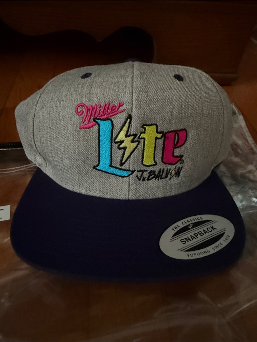 Miller Lite J Balvin Grey & Navy Snapback Hat